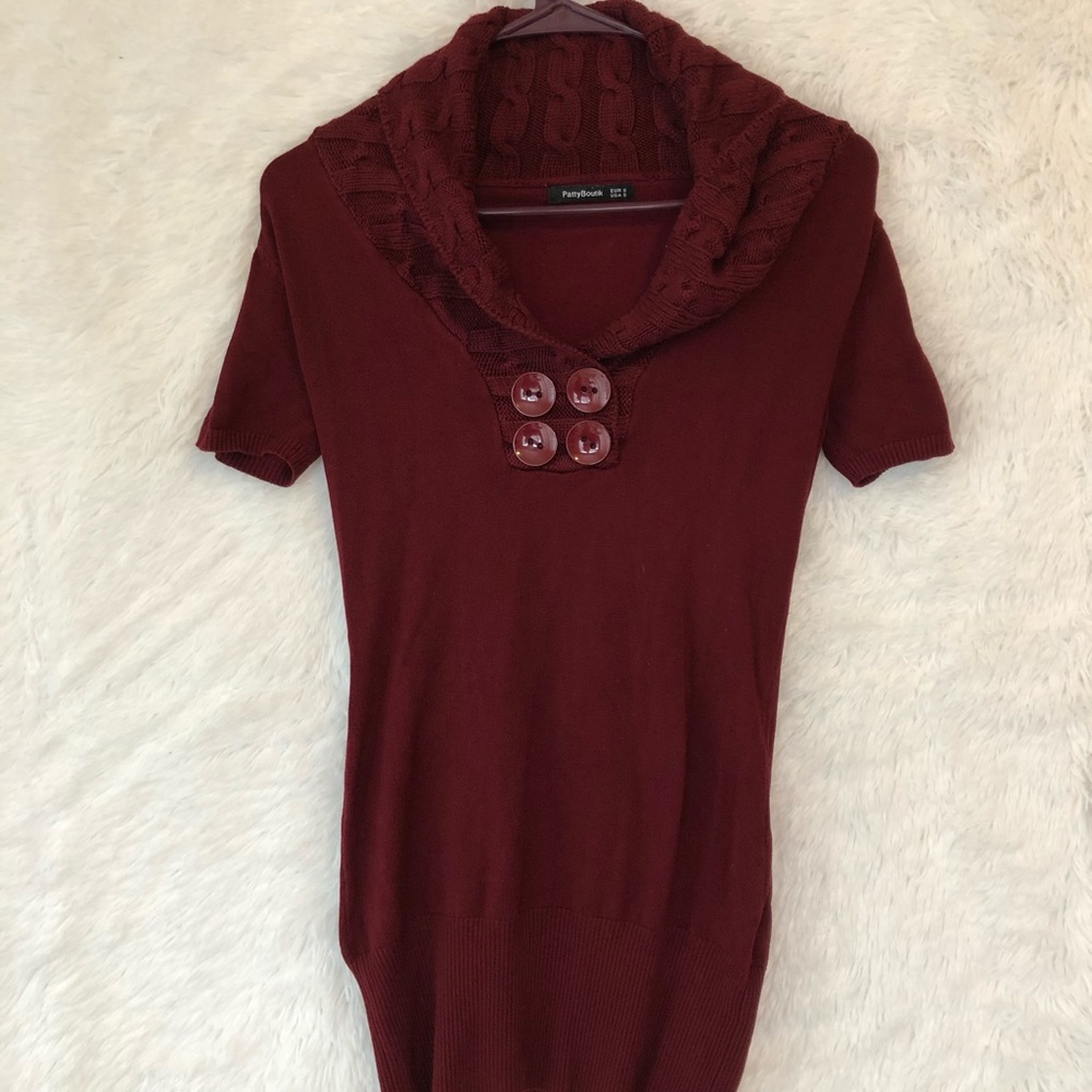 Fall-winter dark red fleece blouse!